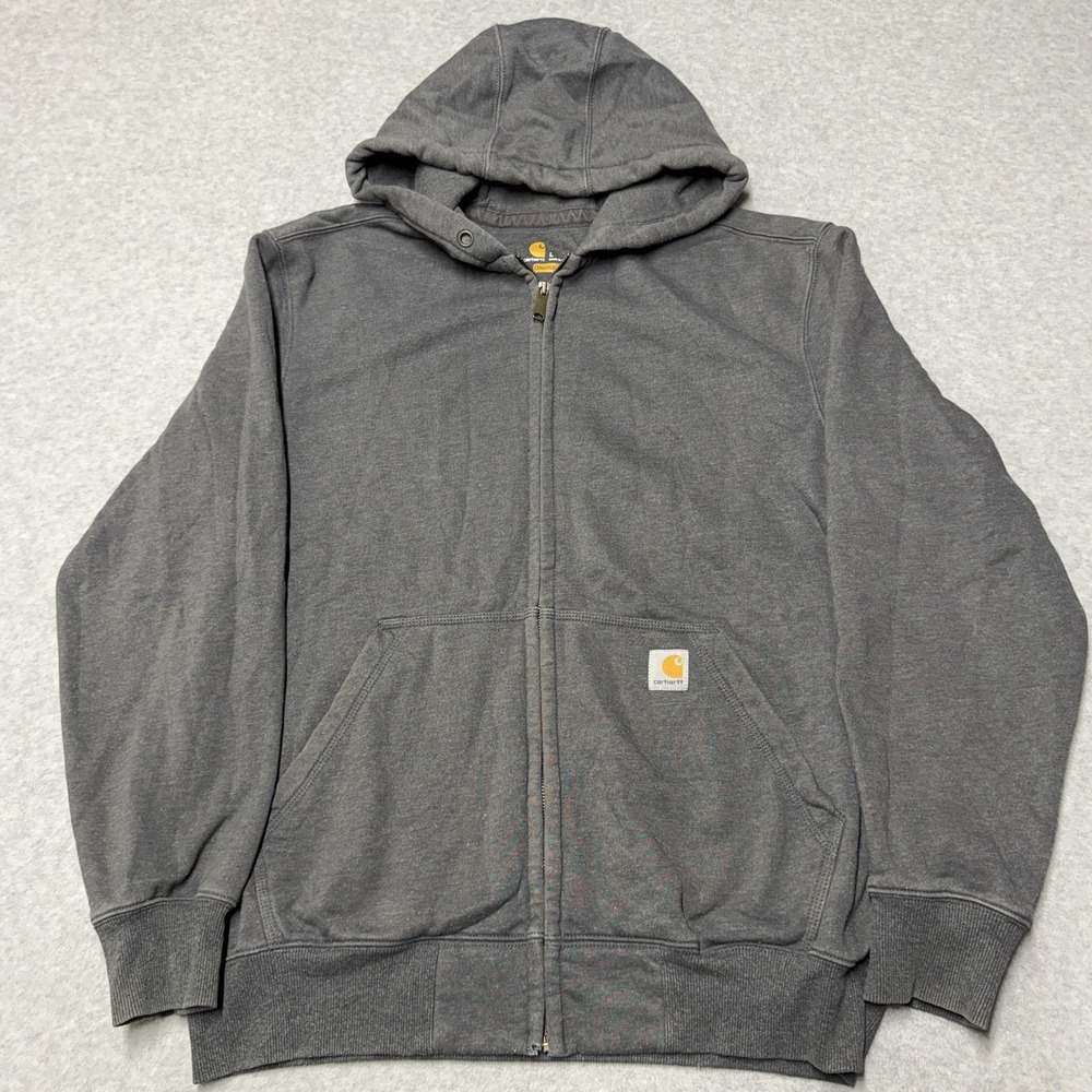 Carhartt Rain Defender Hoodie Mens Large Gray Full Zip Fleece Sweatshirt 100415